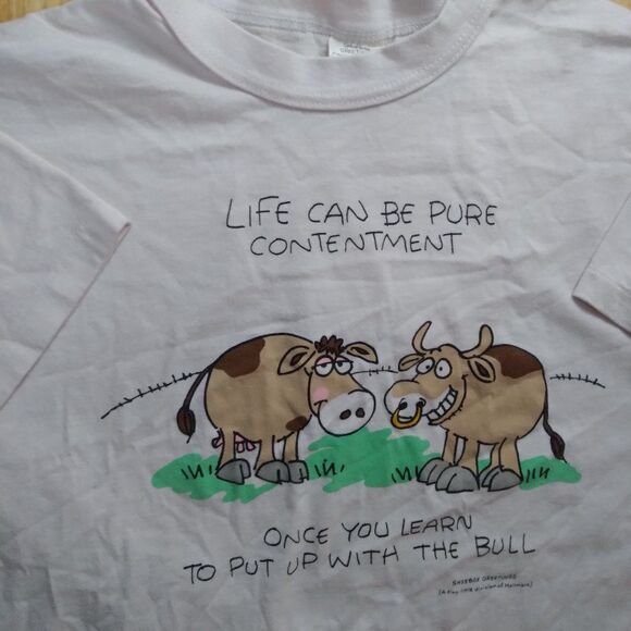 Vintage Shoebox Greetings Cow Bull Joke Parody T-Shirt - Picture 1 of 9